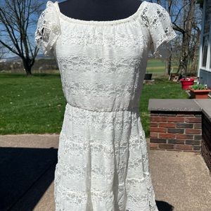 White Lace A Line Dress